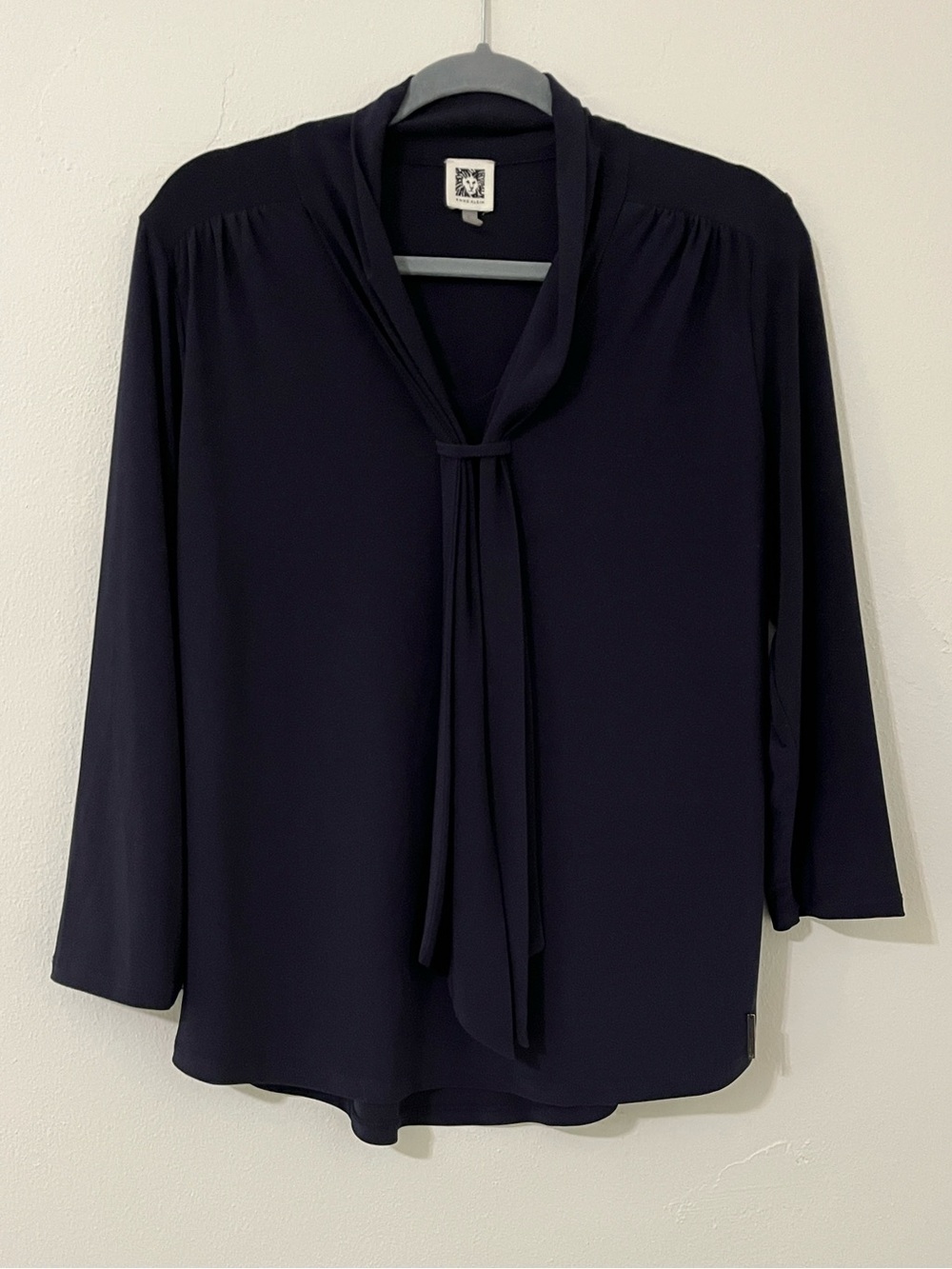 Anne Klein Black Knit 3/4 Sleeve Knit Top size M